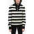 Balmain Mock Neck Awning Striped Sweater With Half Zip Black & White