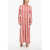 Balmain Striped Shirt Dress With Jewel Buttons Red