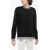 Balmain Crew Neck Virgin Wool Sweater With Contrasting Edges Black