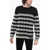 Balmain Crew Neck Chevron Virgin Wool Sweater Black