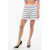 Balmain Cotton Blend Eyelash Shorts With Buttons And Striped Motif Black & White