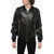 Balmain Leather Bomber Fit Jacket With Logoed Elastic Band Black