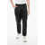 Balmain Low-Crotch Leather Pants With Cuffs Black