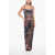 Balmain Sequined Dress With Chains And Deep Slit Orange