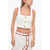 Balmain Eyelash Crop Top With Logoed Buttons White