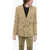 Balmain Double-Breasted Cotton Blend Unlined Blazer With Logoed Butt Beige