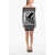 Balmain Knitted Off-Shoulder Sheath Dress With Striped Motif Black & White