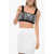 Balmain Geometric Patterned Knitted Bra Top Black & White