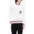 Balmain Turtleneck Cable Knit Cotton Sweater With Embroidered Emblem White