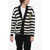 Balmain Awning Striped Cotton Cardigan With Embroidered Emblem Black & White