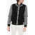 Balmain Cotton Blend Bomber Jacket With Houndstooth Sleeves Black