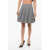 Balmain Virgin Wool Blend Pleated Miniskirt With District Check Patt Black & White