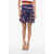 Balmain Striped Viscose Pleated Miniskirt Blue