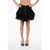 Balmain Lace Ruffled Miniskirt With Back Zip Black