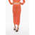 Balmain Monogram Crochet Midi Pencil Skirt Orange