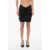 Balmain Rounded Cut Leather Mini Skirt Black