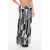 Balmain Pleated Longuette Skirt With Geometric Print Black & White