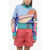 Balmain Brushed Multicolored Sweatshirt With Ribbed Trims Multicolor