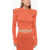 Balmain Crochet Cropped Top With Jewel Buttons Orange