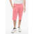 Balmain Brushed Cotton Shorts With Flocked Logo Pink