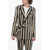 Balmain Blanced Stripe Viscose Blend Blazer With Wrap Design Multicolor