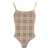 Burberry Burberry Vintage Check Motif One-Piece Swimsuit Beige