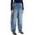 Ganni Distressed Barrel Jeans With MID BLUE STONE