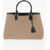 Prada Canvas Handbag With Leather Handles Beige