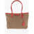 Prada Canvas Tote Bag With Contrasting Leather Edges Beige