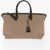 Prada Canvas Tote Bag With Leather Handles Beige