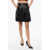 Balmain Back Zipped Leather Pleated Miniskirt Black