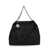 Stella McCartney Black Shoulder Bag With Diamond-Like Chain And Logo Charm On The Front In Ecoleather Woman Black