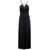 Ganni Maxi Black Dress With Drawstring And Criss-Cross Straps In Jersey Woman Black