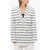 Balmain Striped Double Breasted Coat With Jewel Buttons White