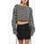 Balmain Cropped Long Sleeved Top With Monogram Pattern Black & White