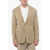 CORNELIANI Linen And Silk Side Vents Notch Lapel 2-Button Blazer Beige