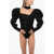 Balmain Mutton Sleeved Body With Sheer Detail Black