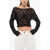 Balmain Crochet Cropped Top With Off Soulders Black