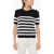 Balmain Knitted Pinstriped Top With Logoed Buttons Black & White