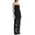 ROTATE Birger Christensen Long Mesh Dress With Embroidered Flowers. BLACK