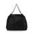 Stella McCartney Black Shoulder Bag With Diamond-Like Chain And Logo Charm On The Front In Ecoleather Woman Black