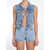 Alexander Wang Cropped Vest With Bows And Crystals BLUE