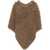 Blugirl Faux fur poncho with brooch Brown