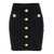 Balmain Black Mini Pencil Skirt With Jewel Buttons In Stretch Viscose Blend Woman Black