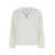 Brunello Cucinelli White Sweater With V Neck And Monile Detail On The Front In Cotton Woman WHITE