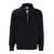 JW Anderson Black High Neck Sweater With Front Zip Closure And Logo Embroidery In Wool Man Black