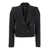 PLAIN Black Double-Breasted Cropped Jacket With Peak Lapels In Satin Woman Black