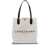 Longchamp 'Roseau' Beige Tote Bag With Logo Print In Cotton Canvas Woman WHITE