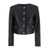 Michael Kors Black Cropped Jacket With Shoulder Pads In Leather Woman Black