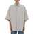 Bottega Veneta Striped Overshirt With "Bv" Embroidery GREY